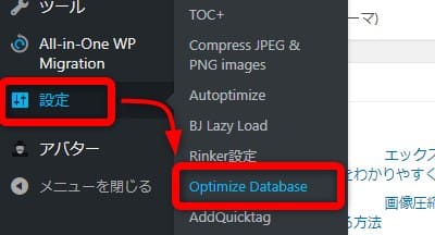 Optimize Database after Deleting Revisionsの設定画面を出します